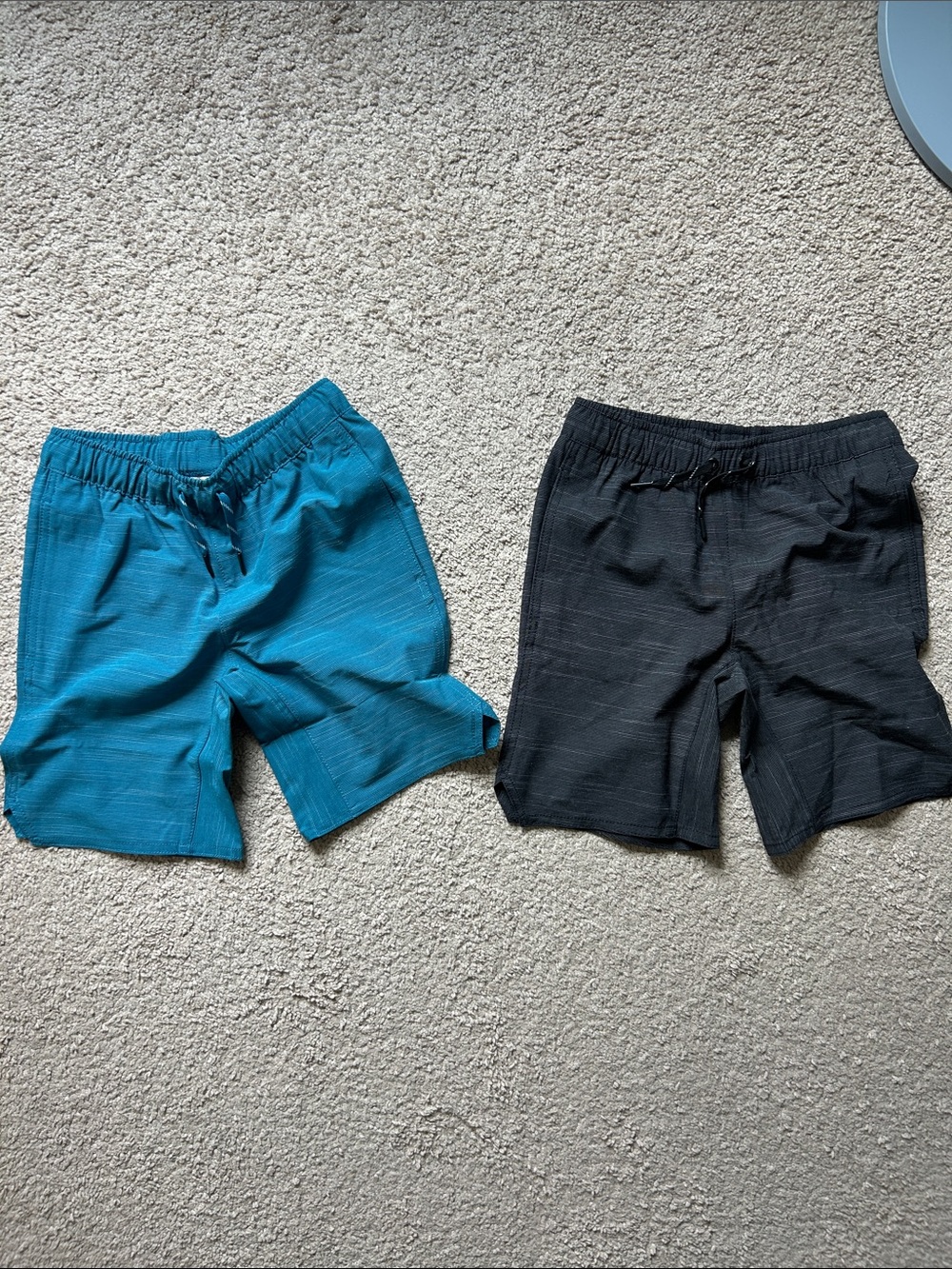 Hanna Andersson Elastic Waist Drawstring Shorts - Teal & Black Pair